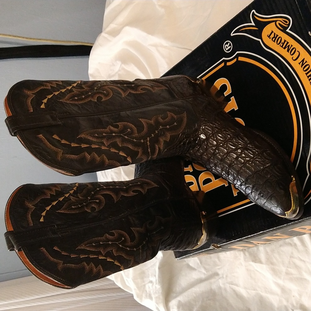 Men's Dan Post Genuine Caiman Croc Western Boots. size: 10.5D color: Chocolate